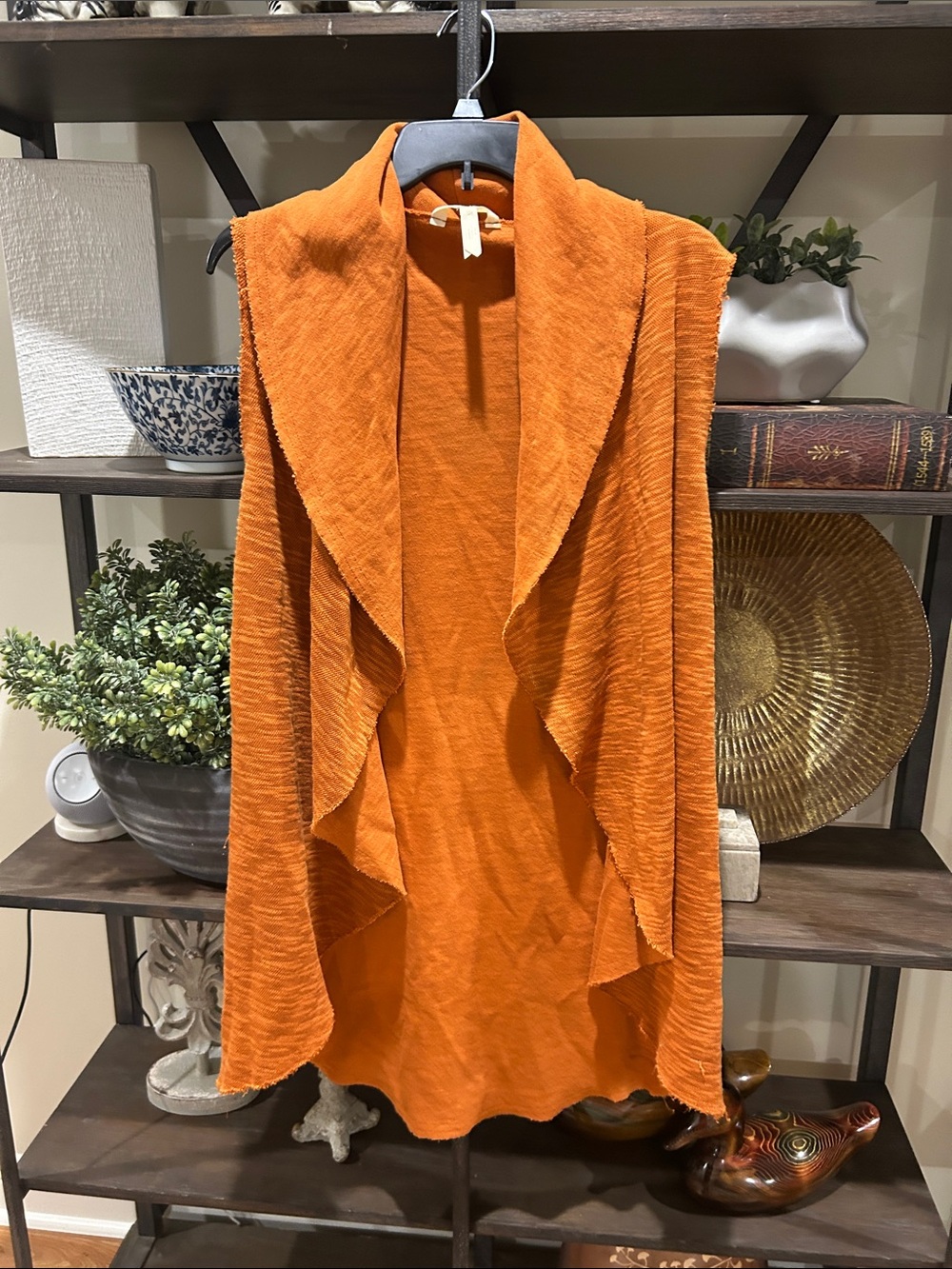 Matilda Jane Open-Front Sleeveless Draped Vest - Vibrant Orange